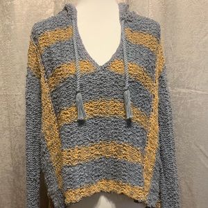 FREE PEOPLE Crochet Pullover with Hoodie